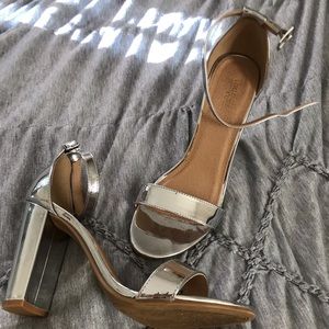 SILVER HEELS - SIZE 8 - WORN ONCE